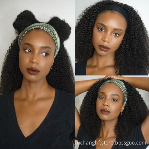 Headband Wig Human Hair Curly Full Machine Made Wigs Deep Wave Glueless Water Wave For Black Women Curl Hair Wig With Headband